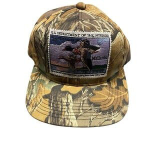 VTG Mallards Department Of The Interior Bird Hunting Stamp logo Camo Hat USA
